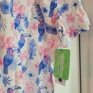 Tipsy Elves White Toucan Tango 2XL Short Sleeve Button Front Shirt